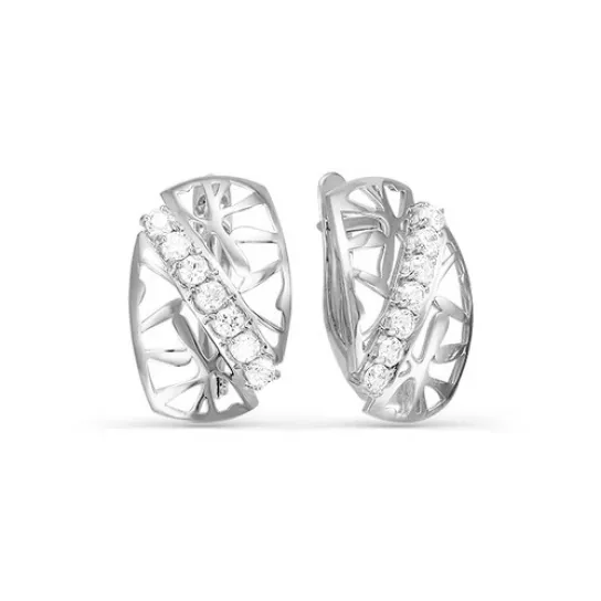 Серьги с фианитом из серебра