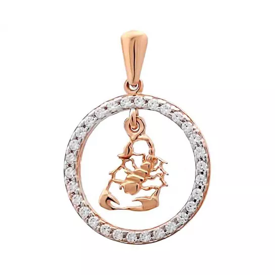 Подвеска зодиак с фианитом из золота