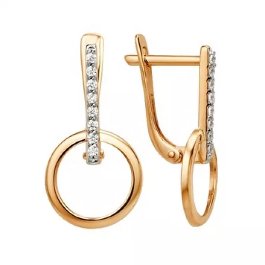 Серьги с фианитом из золота