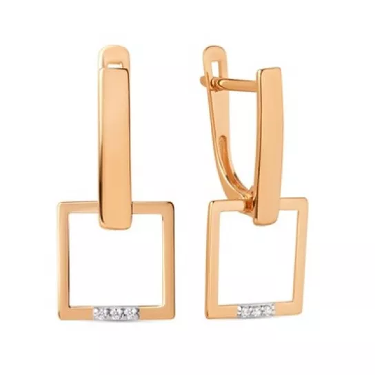 Серьги с фианитом из золота