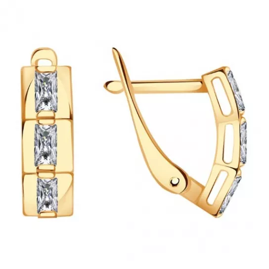 Серьги с фианитом из золота