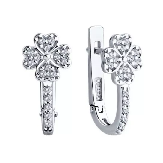 Серьги с фианитом из серебра