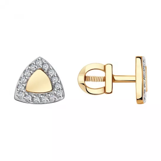 Пусеты с фианитом из золота