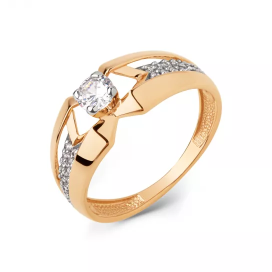 Кольцо с фианитом из золота