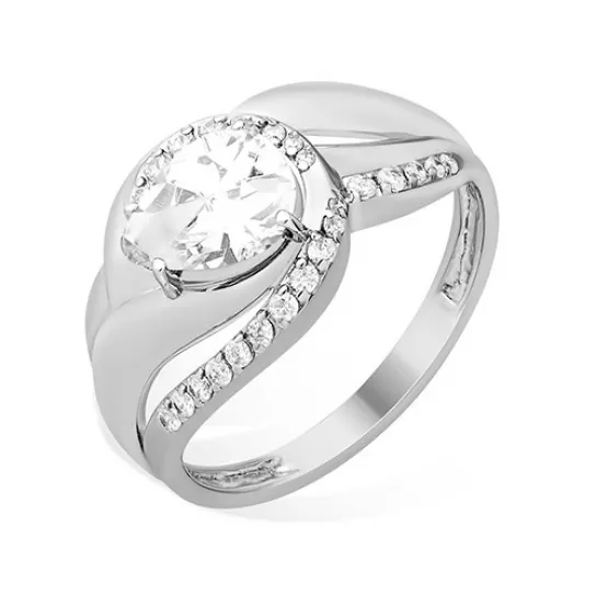 Кольцо с фианитом из серебра