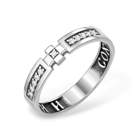 Кольцо с фианитом из серебра