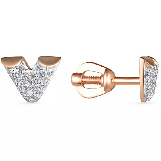 Пусеты с фианитом из золота