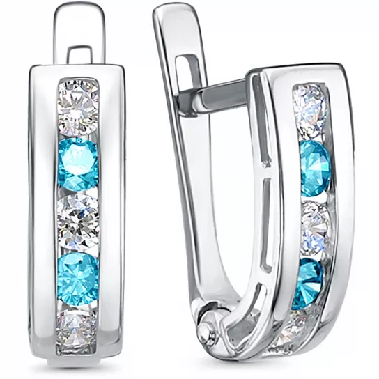 Серьги с фианитом из серебра