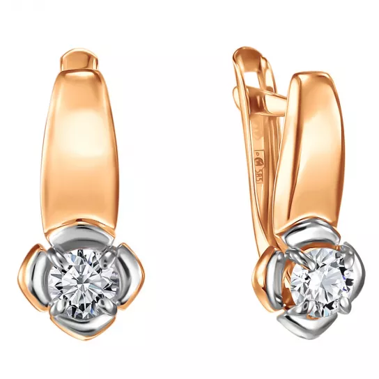 Серьги с фианитом из золота