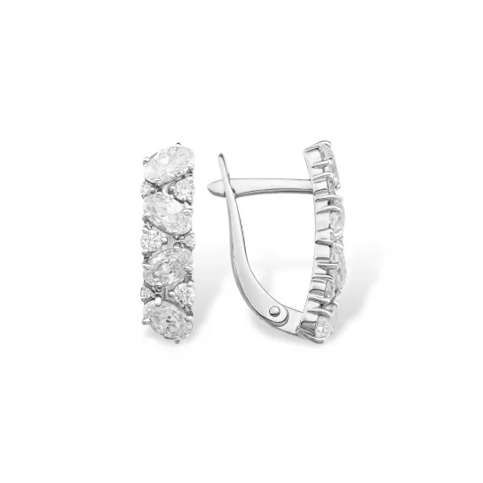 Серьги с фианитом из серебра