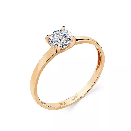 Кольцо с фианитом из золота