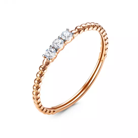 Кольцо с фианитом из золота