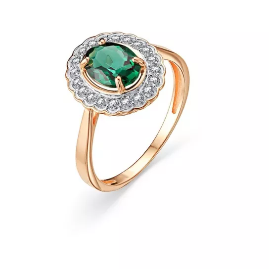 Кольцо с фианитом и кварцем из золота