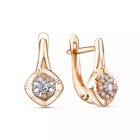 Серьги с фианитом из золота