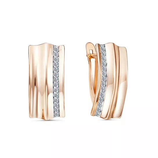 Серьги с фианитом из золота