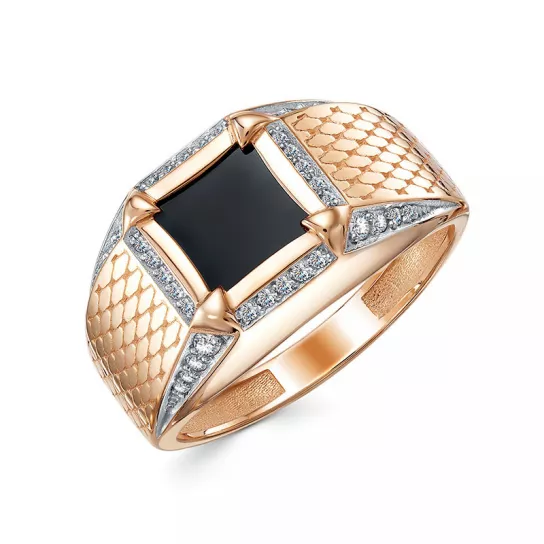 Кольцо-печатка с фианитом из золота