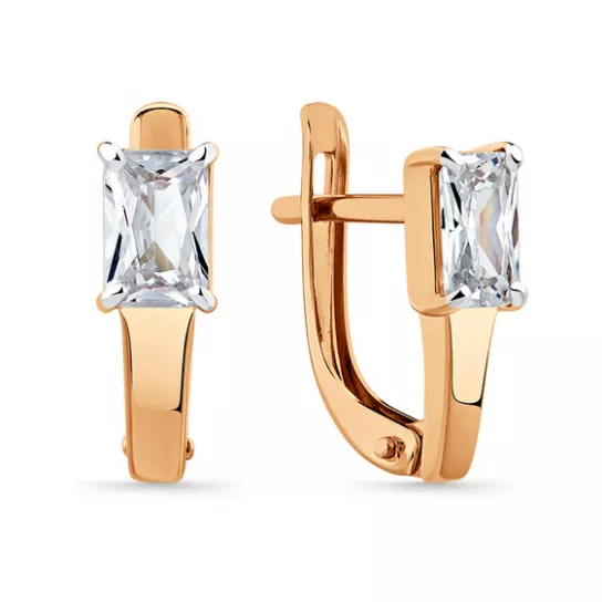 Серьги с фианитом из золота