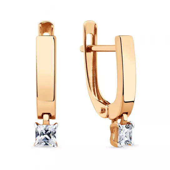 Серьги с фианитом из золота