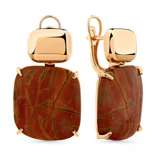 Серьги с яшмой из золота