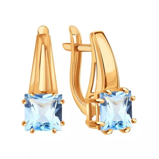 Серьги с топазом из золота