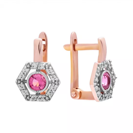 Серьги детские с фианитом из золота