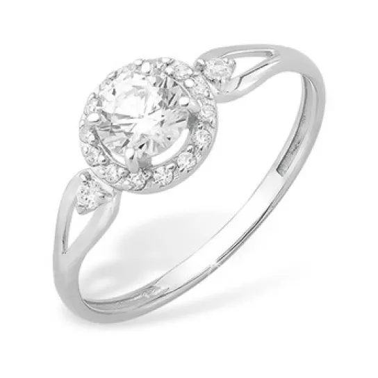 Кольцо с фианитом из серебра