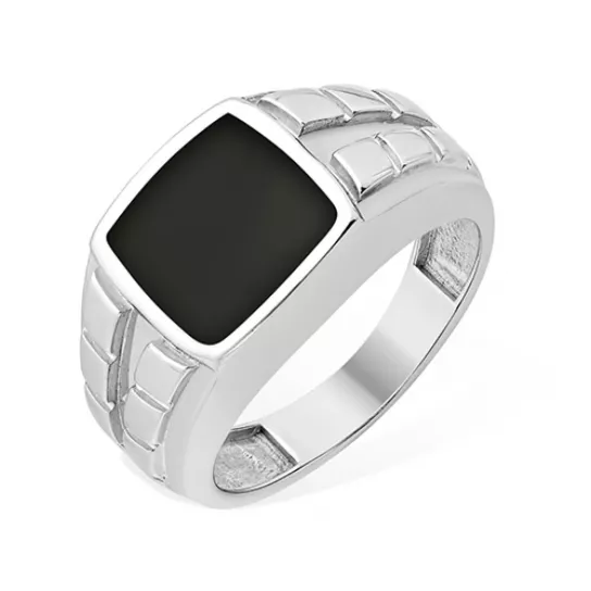 Кольцо-печатка с эмалью из серебра